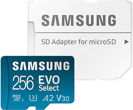 SAMSUNG EVO Select Micro SD-Speicherkarte + Adapter, 256 GB microSDXC 130 MB/s Full HD &amp; 4K UHD, UHS-I, U3, A2, V30, erweiterter Speicher für Android-Smartphones, Tablets, Nintendo-Switch (MB-ME256KA/AM ) 