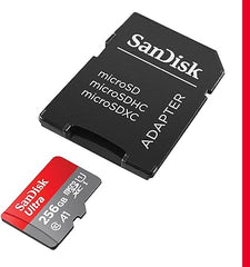 SanDisk 256 GB Ultra microSDXC UHS-I-Speicherkarte mit Adapter – bis zu 150 MB/s, C10, U1, Full HD, A1, MicroSD-Karte – SDSQUAC-256G-GN6MA 