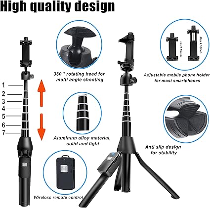 BZE Selfie Stick, 40 inch Extendable Selfie Stick Tripod,Phone Tripod with Wireless Remote Shutter,Group Selfies/Live Streaming/Video Recording Compatible with All Cellphones
