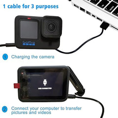 Suptig 2 Pack Charging Cable Compatible with Gopro hero12/11/10/9/8/7/6/5/hero Session gopro max Charging and Data Sync Cord(Black)
