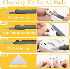 Walrfid Airpods Electronic Screen 7 in 1 Cleaner Kit Laptop Keyboard Cleaning Tool for ipad/iwatch/Computer/Phone/MacBook with 5ml Touchscreen Cleaners Mist (Grey)