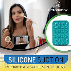 OCTOBUDDY MAX || Silicone Suction Phone Case Adhesive Mount || Compatible with iPhone and Android, Anti-Slip Hands-Free Mobile Accessory Holder for Selfies and Videos (MAX - Baby Blue)
