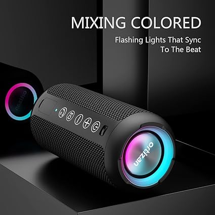 Ortizan Portable Bluetooth Speakers, IPX7 Waterproof Wireless Speaker with 24W Loud Stereo Sound, Deep Bass, Bluetooth 5.3, RGB Lights, Dual Pairing, 30H Playtime for Home, Outdoor, Party