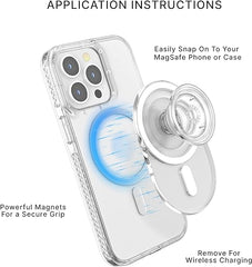 PopSockets Phone Grip Compatible with MagSafe®, Phone Holder, Wireless Charging Compatible, Pill-Shaped Grip - Clear