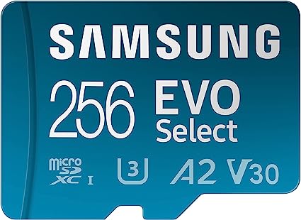 SAMSUNG EVO Select Micro SD-Speicherkarte + Adapter, 256 GB microSDXC 130 MB/s Full HD &amp; 4K UHD, UHS-I, U3, A2, V30, erweiterter Speicher für Android-Smartphones, Tablets, Nintendo-Switch (MB-ME256KA/AM ) 