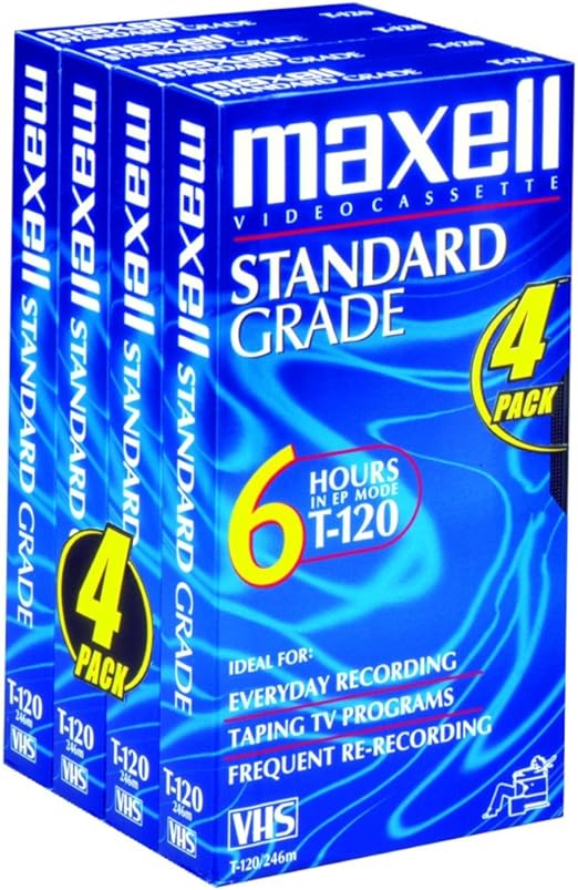 Maxell STD-T-120 Paquete de 4 cintas VHS 