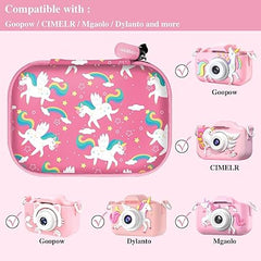 Leayjeen Kids Camera Case Compatible with Goopow/Mgaolo/CIMELR/Seckton/OZMI/Dylanto Kids Camera Toys and Children Digital VideoCamera,Best Easter Birthday Festival Gift-Pink Unicorn(Case Only)