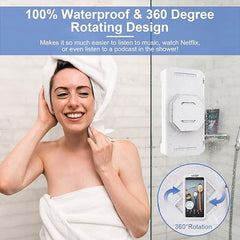 URROY Soporte impermeable para teléfono de ducha, funda para teléfono de ducha con rotación de 360°, antivaho de alta sensibilidad, caja de montaje para baño, espejo de pared, bañera, cocina, compatible con teléfonos móviles de 4 a 7 pulgadas 
