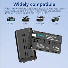 Artman NP-F550 Batería y cargador USB dual para Sony NP F550, F570, F530, F330, F970, F960, F750, F770, CCD-SC55, TR516, TR716, TR818, TR910 (paquete de 2 2900 mAh) 