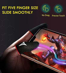 6er-Pack Handy-Gaming-Fingerhüllen, Nuozme-Fingerhüllen, kompatibel mit allen Touchscreen-Geräten, 0,15 mm supraleitende Nanofasern, glatte Haptik, schweißhemmend, extrem dünn, roter Rand 