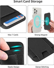 pgraded for Magsafe Wallet, Strongest Magnetic Wallet, for iPhone Wallet Magsafe with 2 Card Slots, Magnetic Card Holder Wallet for iPhone 15/14/13/12 Series, Vegan Leather, Fit 7 Cards, Black