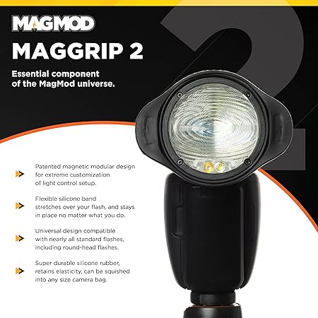 MagGrip 2 by MagMod | Magnetic Light Diffuser Attachment | Universal Silicone Speedlite Mount | Modular Camera Lighting System | Photography Light Diffuser