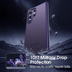 CASEKOO Genuine Official for Samsung Galaxy S24 Ultra Case [10FT Military Drop Protection] [Anti Stain Tech] Slim Matte Translucent Shockproof Protective S24 Ultra Case 6.8'' 2024, Purple