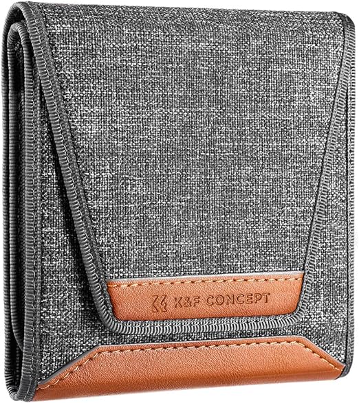 K&F Concept Lens Filter Pouch, Lens Filter Case 3 Pocket Professional Photography Filter Holder Belt Bag Pouch Water-Resistant and Dustproof for Filter Up to 62mm