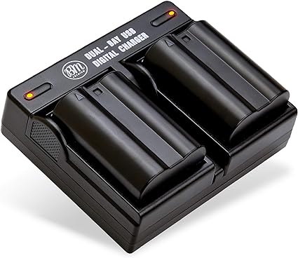 BM Premium 2 Pack of EN-EL15B Batteries and Dual Battery Charger for Nikon Z6, Z7, D780, D850, D7500, 1 V1, D500, D600, D610, D750, D800, D800E, D810, D810A, D7000, D7100, D7200 Digital Cameras