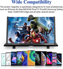 18" Screen Magnifier for Cell Phone -Fanlory 3D HD Magnifying Projector Screen Enlarger for Movies, Videos and Gaming – Foldable Phone Stand with Screen Amplifier–Compatible with All Smartphones
