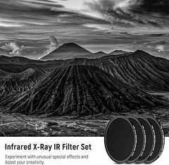 NEEWER 72mm Infrared Filter Set, 4 Pack IR720/IR760/IR850/IR950 X-Ray IR Filters Kit with Carrying Pouch Cleaning Cloth, Compatible with Canon Nikon Sony Panasonic Fuji Kodak IR Supported DSLR Camera