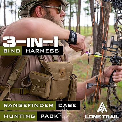 Lone Trail Binocular Harness Chest Pack, Bino Harness With Rangefinder Pouch, Binocular Case, Hunting Binoculars with Chest Harness, Bino Chest Harness, Binocular Chest Pack, Hunting Chest Rig