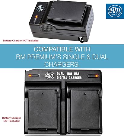 BM Premium - Paquete de 2 baterías LP-E10 para cámara digital Canon EOS Rebel T3, T5, T6, T7, Kiss X50, Kiss X70, EOS 1100D, EOS 1200D, EOS 1300D, EOS 2000D 