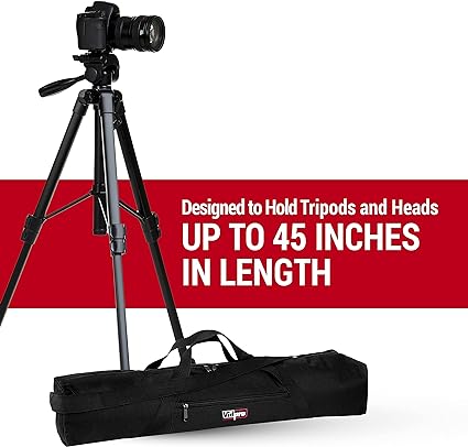 Vidpro TC-45 Tripod Carrying Case - Heavy Duty Nylon Bag with Shoulder Straps and Handles - Compact Case with Full Length Zippered Closure Plus External Pocket Fits Tripod with Head up to 45 Inches