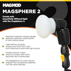 MagSphere 2 Flash Diffuser by MagMod | Photography Lighting Flash Modifier | Magnetic Light Diffuser Attachment | Lightweight Light Control | Magnetic Light Modifier