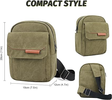 TULLIO Small Camera Bag for Photographer Canvas Sling Bag Purse Waterproof Dslr Bag Compatible with Nikon Sony for Men and Women