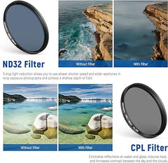NEEWER 55mm Clip On Filters Kit for Phone & Camera, CPL, ND32 ND Filter,Star Filter,4 Graduated Color Filter, 52-55mm Adapter Ring, Phone Lens Clip Compatible with iPhone 15 14 Pro Max 14 13 12 11