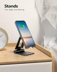 Nulaxy Dual Folding Cell Phone Stand, Fully Adjustable Foldable Desktop Phone Holder Cradle Dock Compatible with Phone 15 14 13 12 11 Pro Xs Xs Max Xr X 8, Nintendo Switch, All Phones