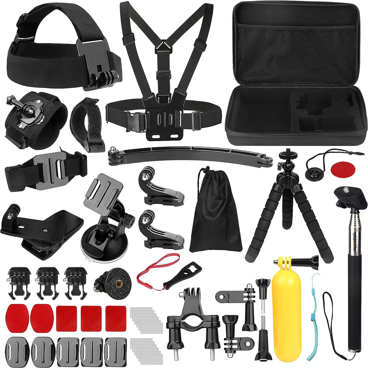 Action Cameras Accessory Kit, Bonvvie 50-in-1 Sports Camera Accessory Kit Compatible with GoPro Hero 12/11/10/9/8/7 Black, GoPro Max/Fusion, Insta360 Osmo Action SJCAM SJ6000 SJ5000 Campark REMALI